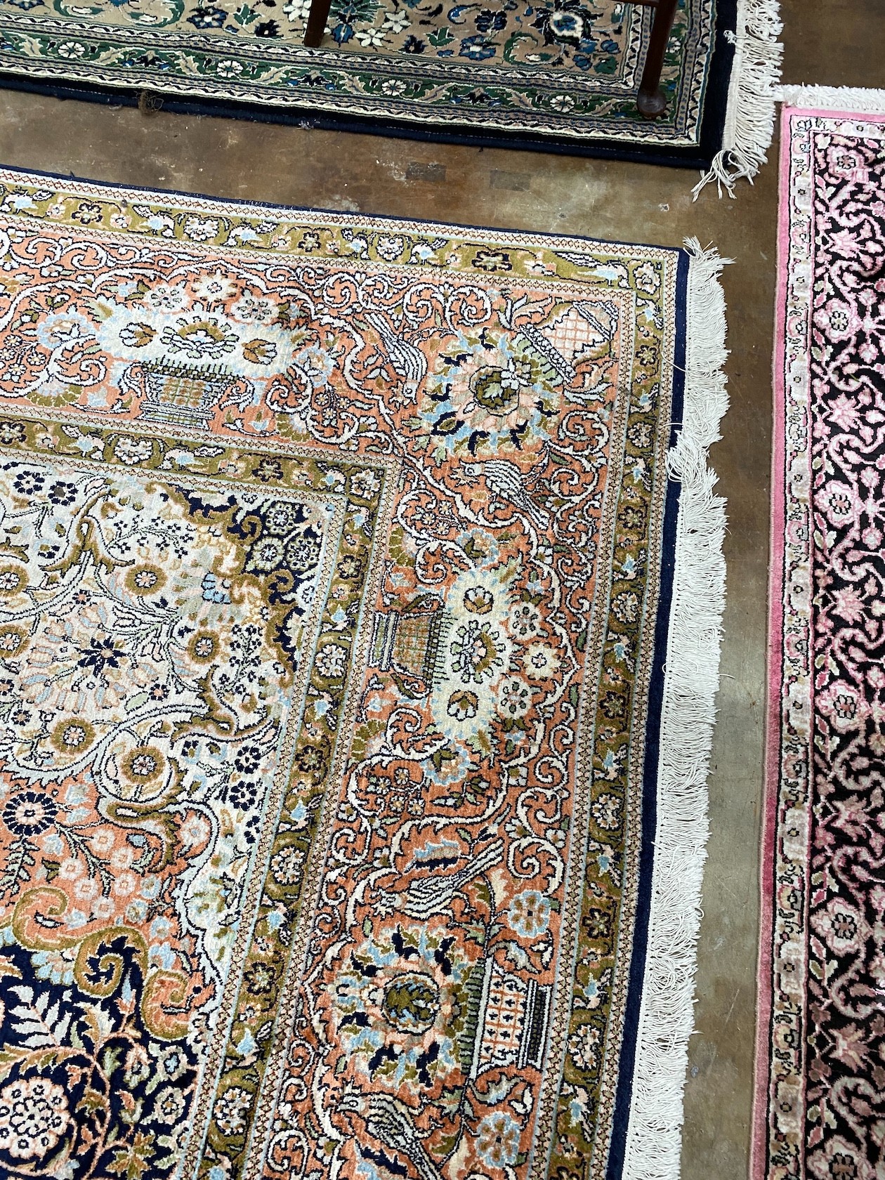 A Persian blue ground carpet, 360 x 270cm